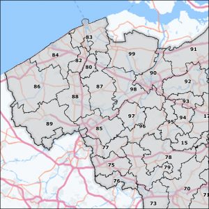 Postcodekaart België - 4-cijferige postcodekaart | First Element webshop